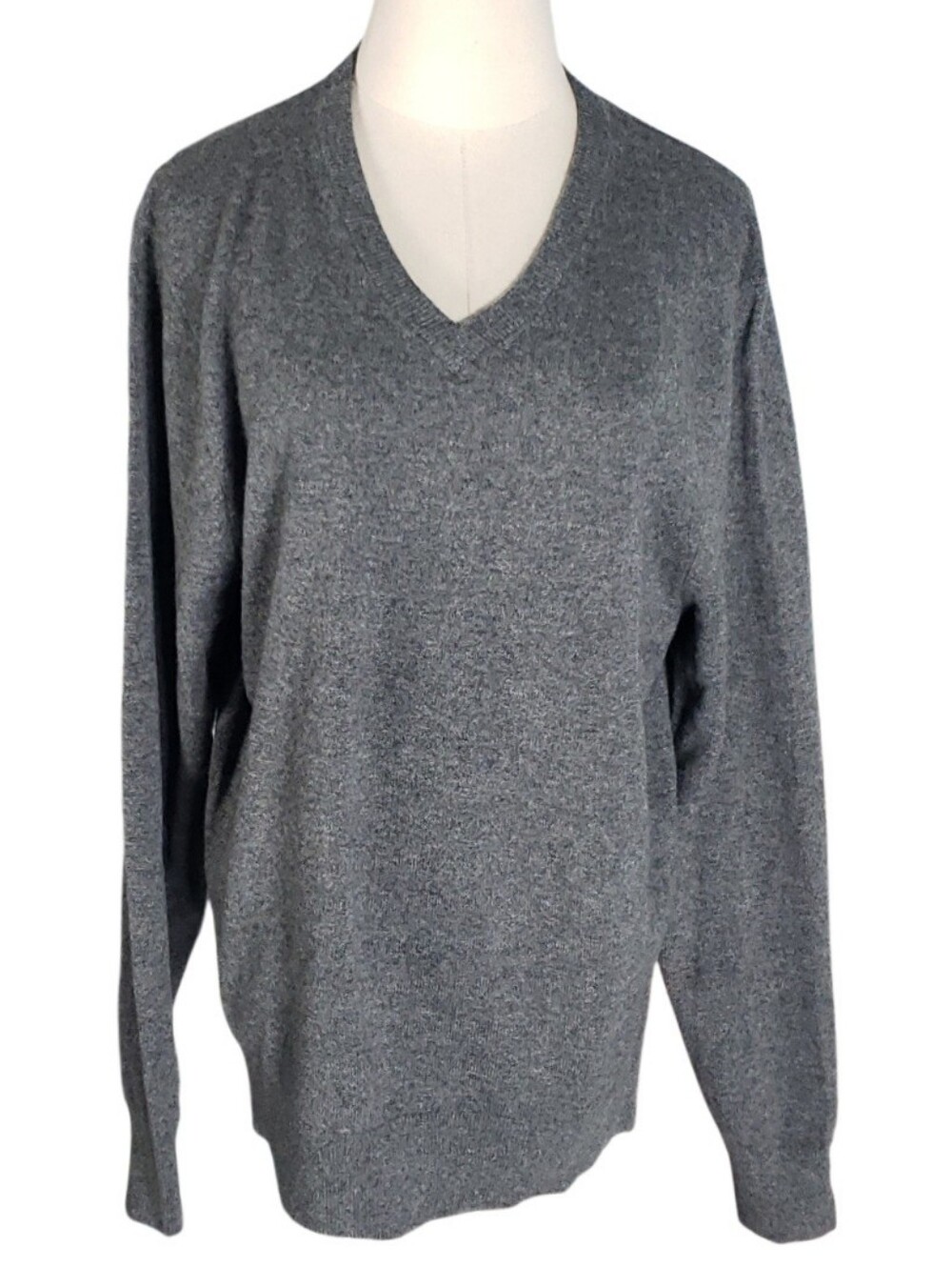 Cremieux Luxury Cashmere V-neck Grey Mens Pullover Sweater Old Money Preppy M